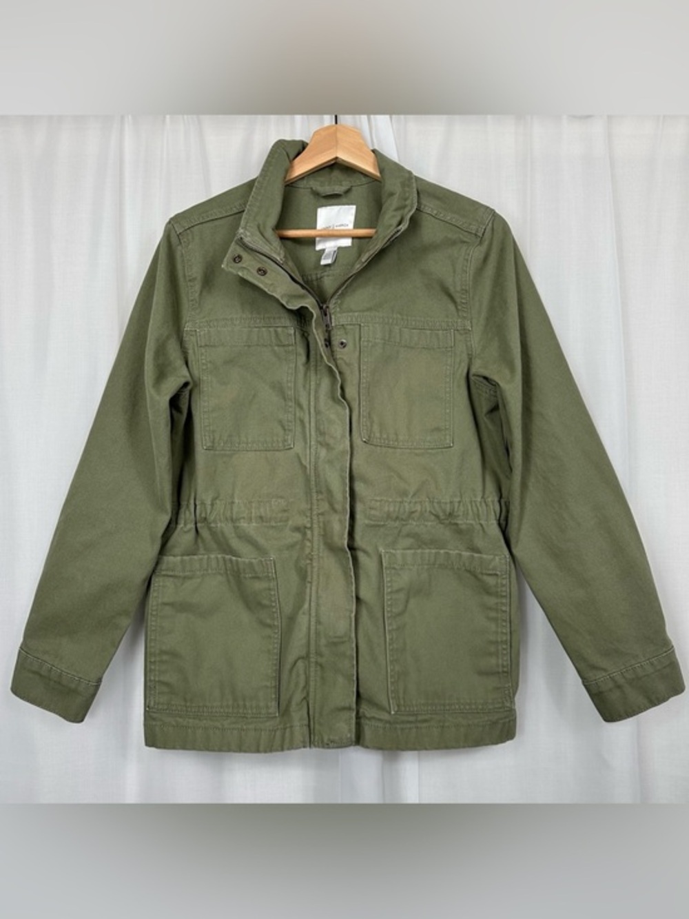 Vintage America Olive Green Cotton Canvas Utility Anorak Field Jacket Size S
